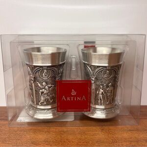 NEW Disney EPCOT ARTINA SKS ETCHED PEWTER SHOT GLASS SET OF 2 MADE IN GERMANY